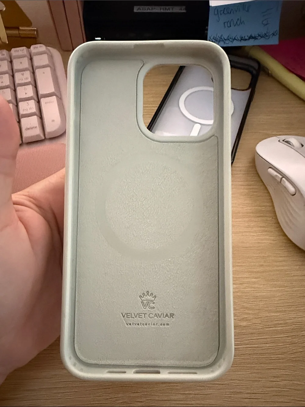 Velvet Caviar White Phone Case with Blue Floral Print